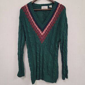 VTG Allison Brittney Womens Academia Tennis Prep Cable Knit Sweater Size M Green